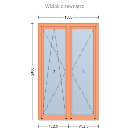 WIKĘD VEKA Softline 82 MD, Okno 2 kw. ze słupkiem ruchomym, Biały/Winchester
