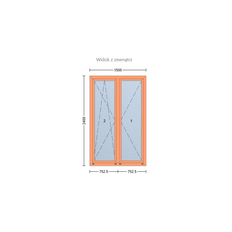 WIKĘD VEKA Softline 82 MD, Okno 2 kw. ze słupkiem ruchomym, Biały/Winchester
