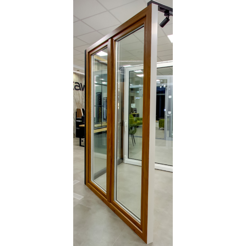 WIKĘD VEKA Softline 82 MD, Okno 2 kw. ze słupkiem ruchomym, Biały/Winchester